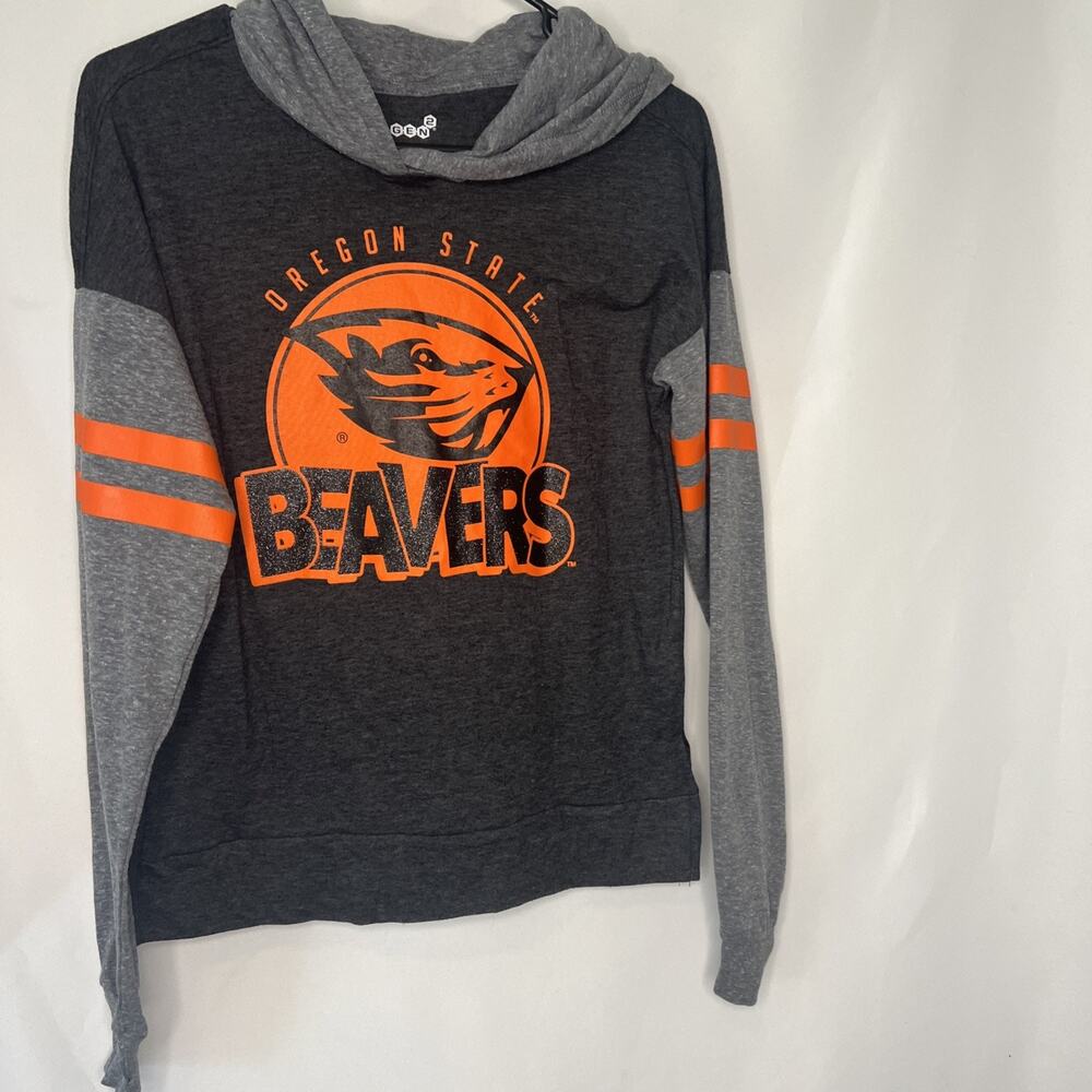 Gen2 Womens Large Black Oregon State Beavers Long Sleeve Hooded Pullover Shirt